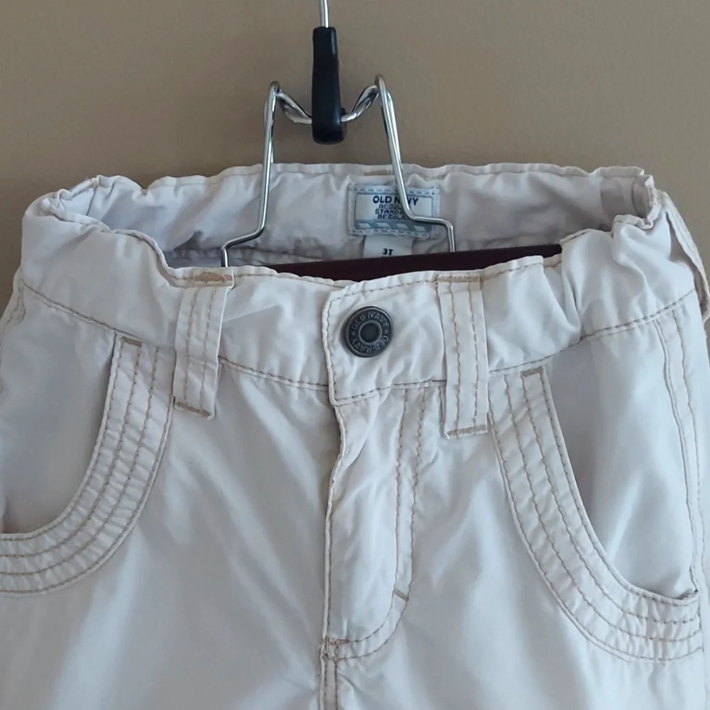 Old Navy light weight rolled up cargo pants adjustable waist - light beige - 3T